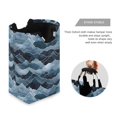 thumbnail image 3 of Yayeee Freestanding Laundry Hamper with Handle Collapsible Large Storage Basket for Clothes, Blue Watercolor Mountain Pattern, 3 of 7