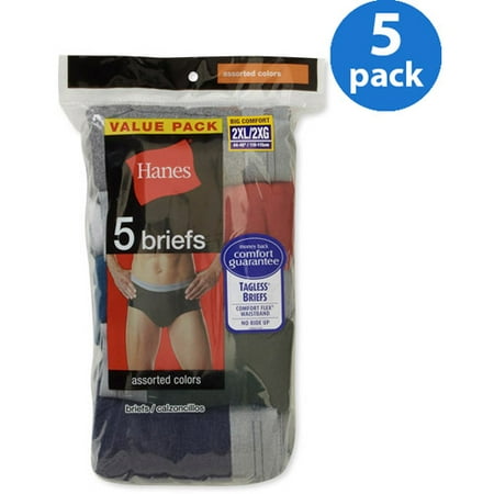 Hanes Big Men's FreshIQ Comfort Flex Waistband Mid-Rise Dyed Briefs 5-Pack