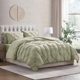 thumbnail image 4 of LammaLoe California King Size comforter Sets, 7 Piece Bed In A Bag Pintuck Bedding Sets, Light Sage, 4 of 6