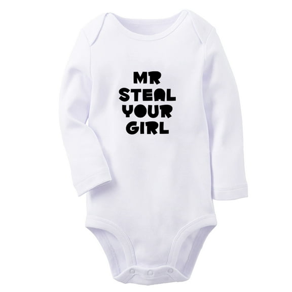 Mr Steal Your Girl Funny Rompers, Newborn Baby Unisex Bodysuits, Infant Jumpsuits, Toddler 0-12 Months Kids Long Sleeves Oufits (White, 6-12 Months)