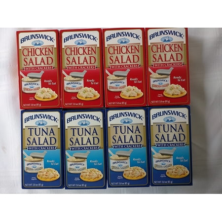 Brunswick Tuna Salad & Chicken Salad With Crackers Ready to Eat Snack, 3.0 oz. Boxes (Pack of 8)