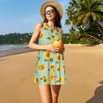 thumbnail image 3 of Lsque White Polka Dot Sunflower Pattern Summer Dresses for Women – Sleeveless T-Shirt Swing Sundress, Perfect for the Beach and Casual Days, 3 of 7