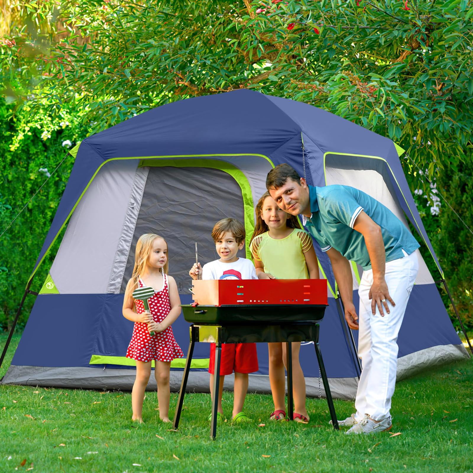 2/4/6/8 Person Tent  Portable Cabin Camping 4-person Easy Set Up Waterproof With Top Rainfly For Outdoor Camping/hiking