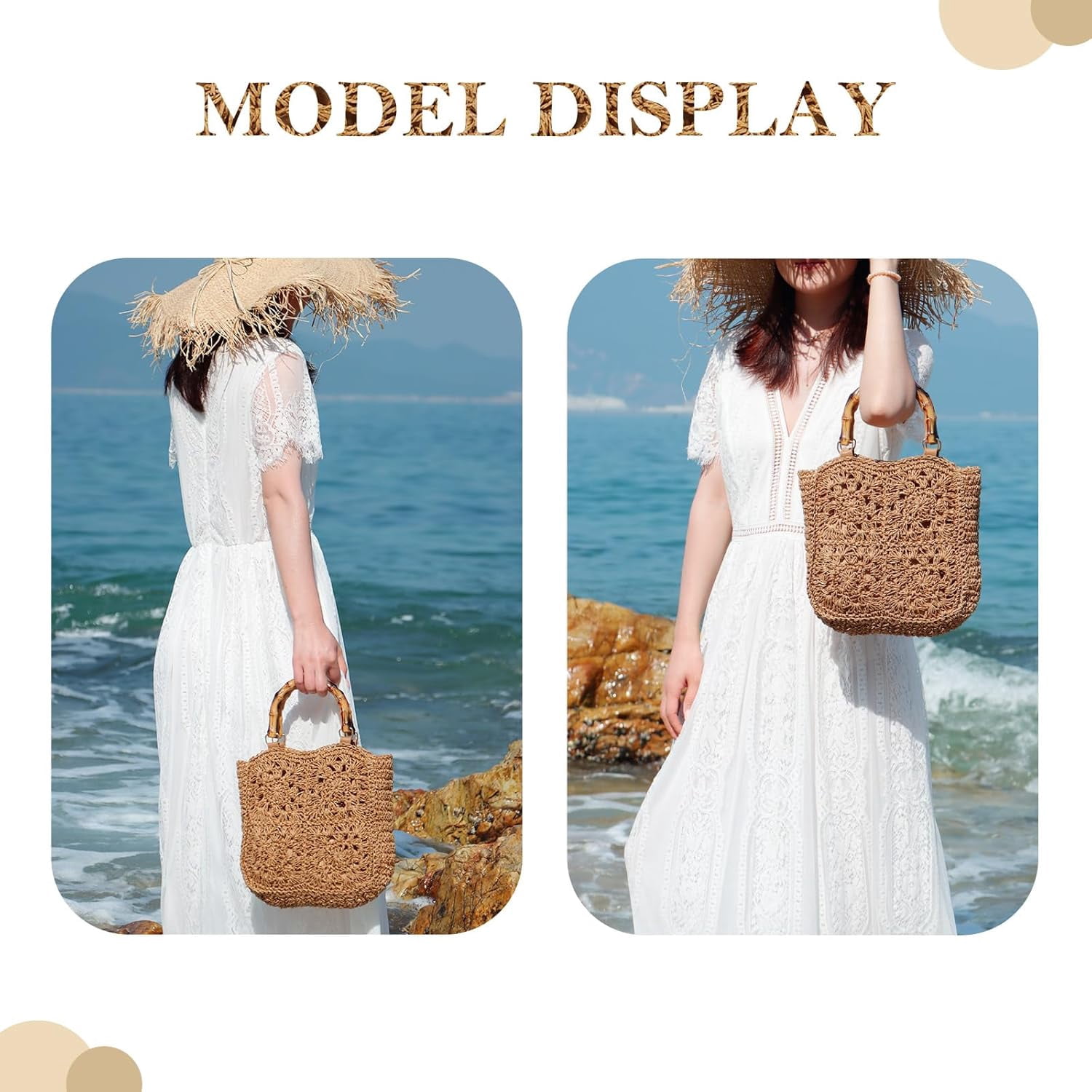 LinYooLi Straw Purse Tote Handbags Rattan Woven Beach Clutch Bag for Women Beach Summer Travel