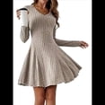 thumbnail image 2 of Vestido de Suéter de Larga, Vestido de Otoño, Cuello Redondo, Cintura Alta, Vestido Ajustado, Vestido Casual para Mujer Albaricoque M, 2 of 8