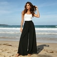 thumbnail image 6 of Quixlent Women Long Pants, Oversized Wide Leg Trousers with Pockets, Pure Color Elastic Straps Adjustable Pants for Daily Casual Wear, 6 of 8