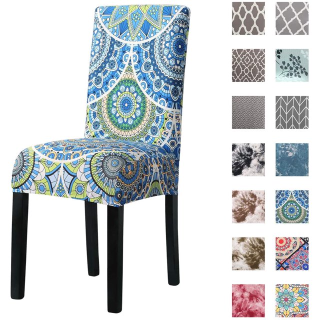 Chair Covers Stretch Dining Chair Covers Removable High Back Chair Protective for Dining Room Kitchen Banquet Party Decoration (M-Blue, 6 PCS)