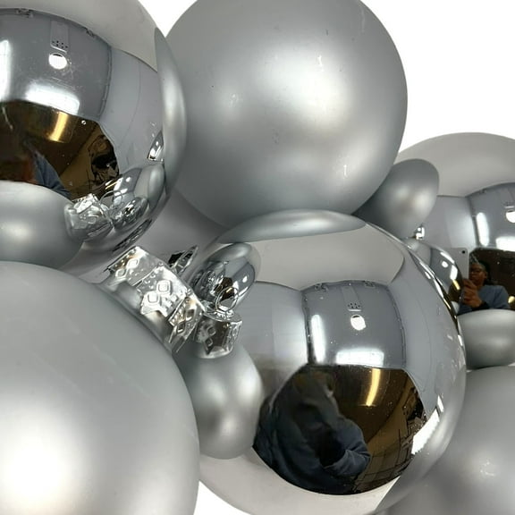 3 Inch Shiny & Matte Silver Glass Christmas Ornaments 6 Piece Set