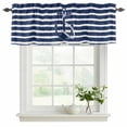 thumbnail image 2 of Navy Blue Anchor Nautical Valances for Windows, Navy Blue Striped Farmhouse Light Filtering Kitchen Curtains, Rod Pocket Window Valance Curtains for Living Room Bedroom, 42" W x 12" L, 2 Panels, 2 of 9
