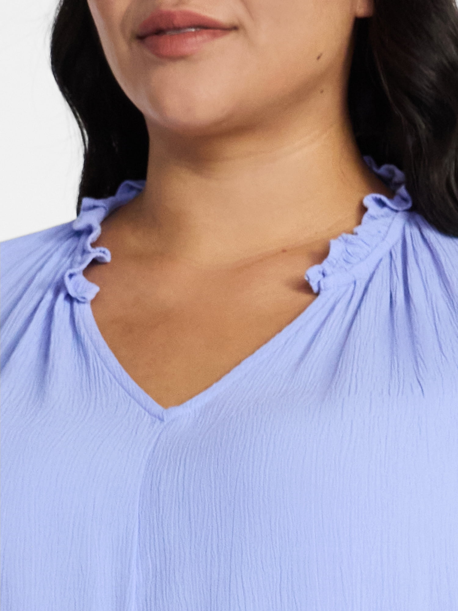 Terra & Sky Women's Plus Size Flutter Sleeve Blouse, Sizes 0X-5X