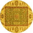 thumbnail image 1 of Ahgly Company Indoor Round Oriental Yellow Traditional Area Rugs, 3' Round, 1 of 4