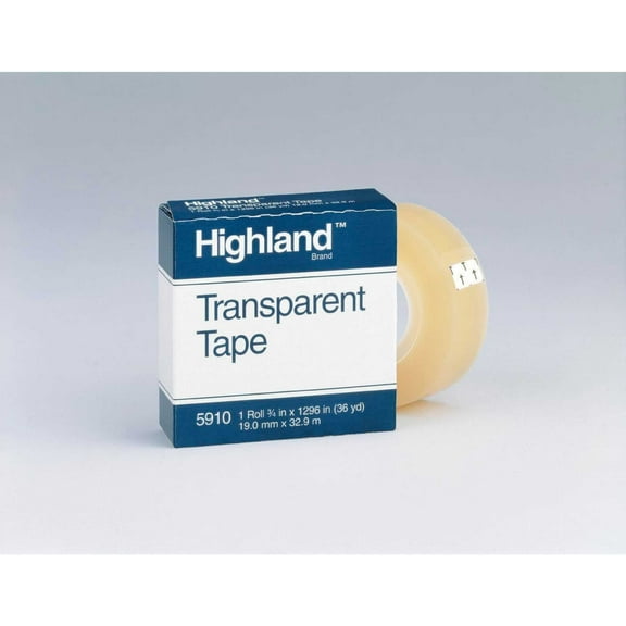Highland, MMM5910121296, Transparent Light-duty Tape, 1 / Roll, Clear