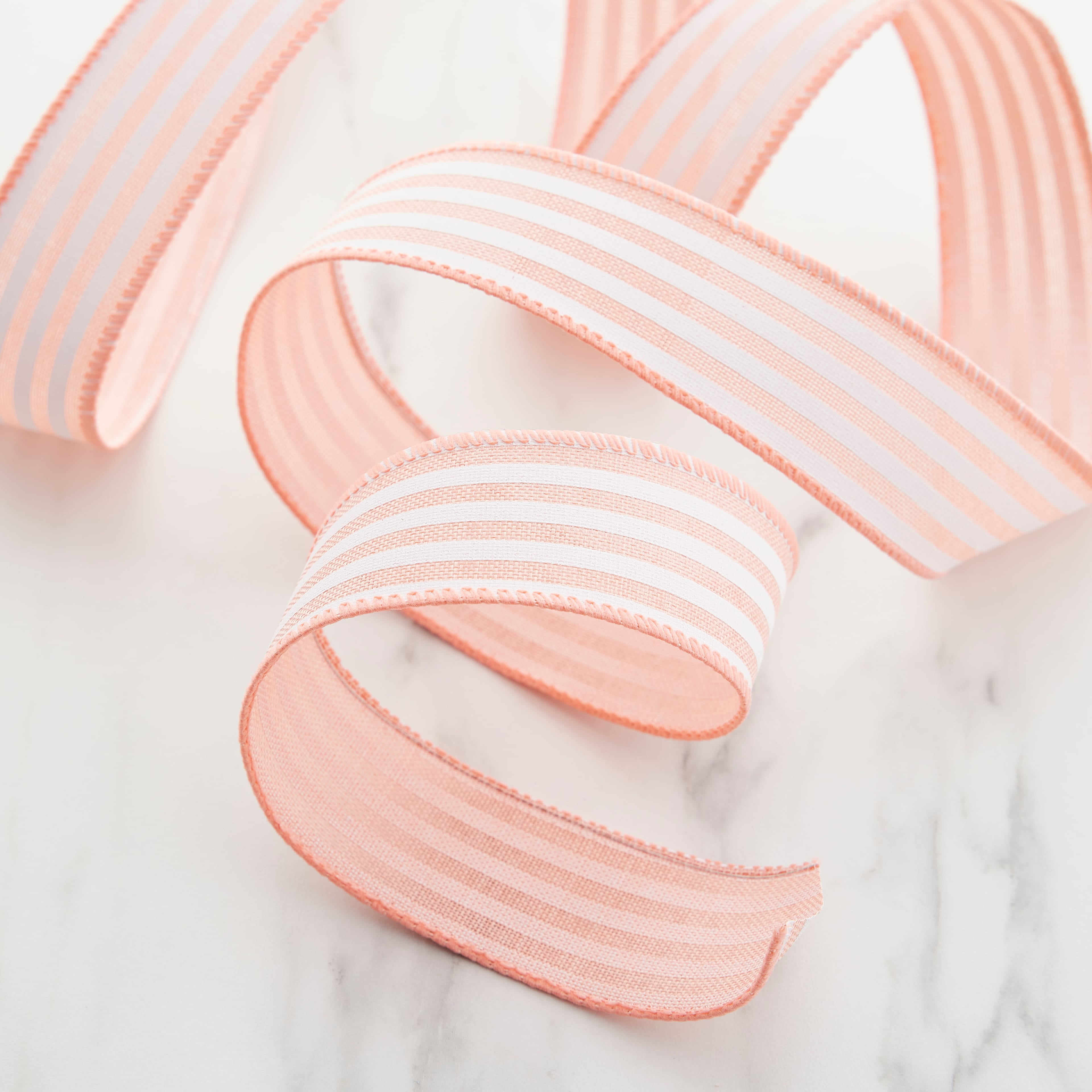 12 Pack: 1.5" x 10yd. Faux Linen Wired Thin Striped Ribbon by Celebrate It Specialty