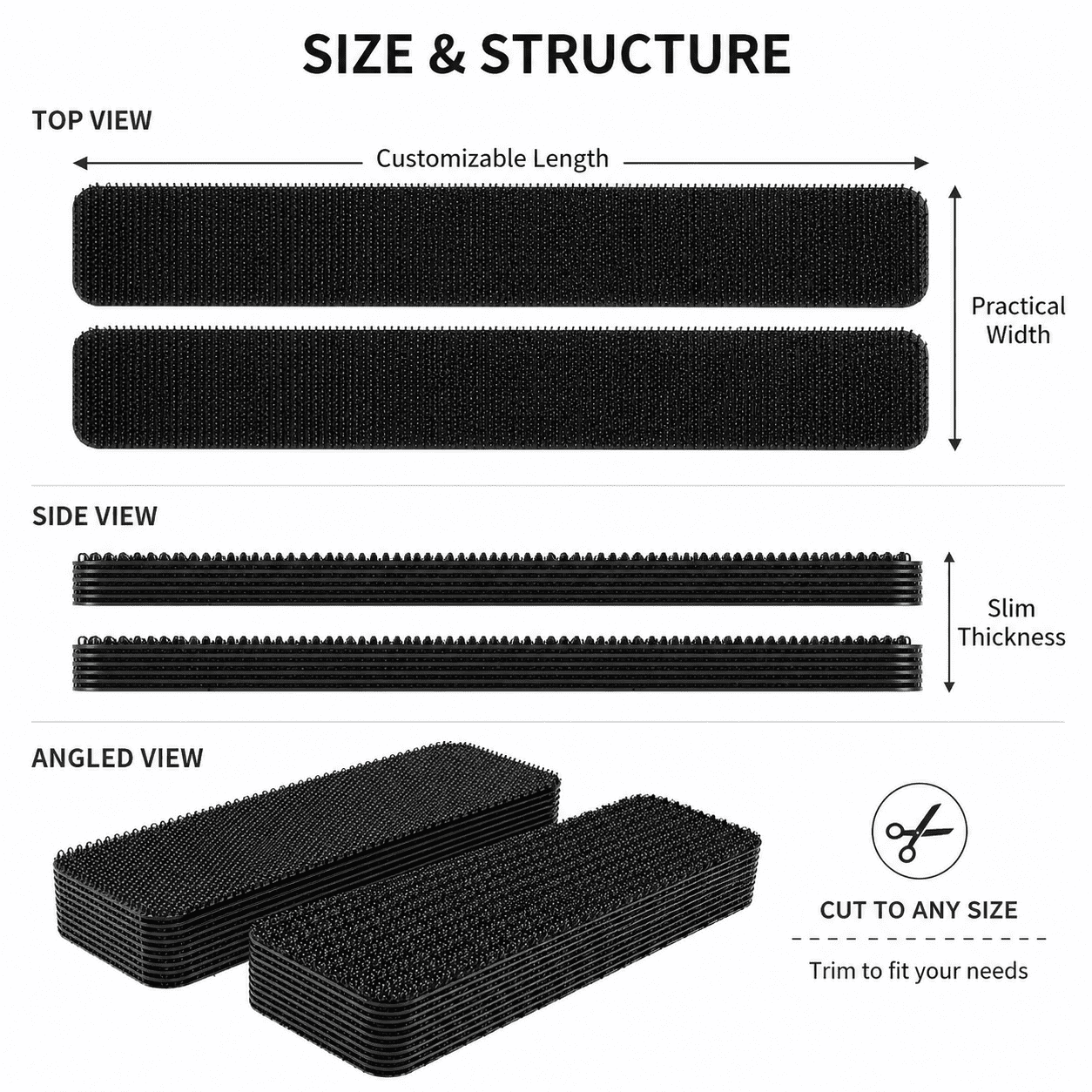 Hook and Loop Tape Sticky Back Double Sided, Strong Self Adhesive Interlocking Strips, Easy Cut Wall Mounting Tape for Home Office Crafts Picture Hanging