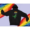 thumbnail image 4 of LGBTQ Pride Month: T-Rex Print Rainbow Hoodie -Love is Love Rainbow Sweatshirt - Comfortable & Durable Gay Pride Sweatshirt for Men - Large Black, 4 of 7