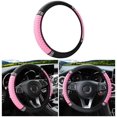 thumbnail image 1 of Queilt 37-38CM Universal Car Steering Wheel Cover Car Steering Wheel Cover without Inner Ring Embroidered Leather PU Leather Anti-Slip Breathable Steering Wheel Protector for Auto (Pink), 1 of 5