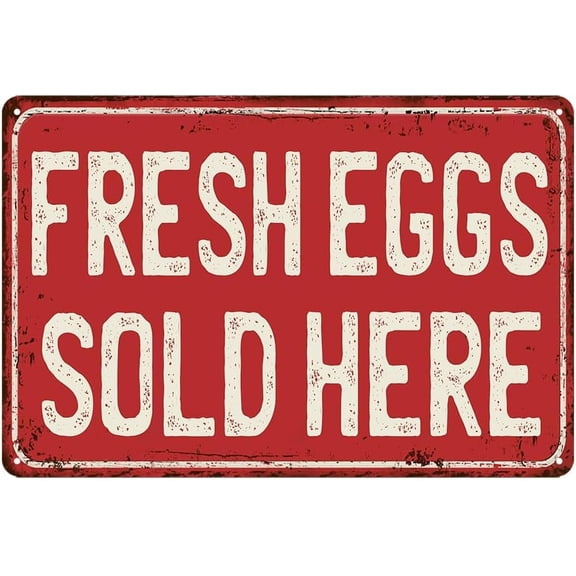 Vintage Farm Fresh Eggs Metal Sign Farmers Market Decor Chicken Coop Wall Art 12x8 Inch