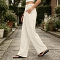 thumbnail image 6 of JYnXIANTI Wide Leg Pants for Women Loose Flowy High Waist Pants Breathable Beach Trousers Travel Outfit with Pockets(White,X-Large), 6 of 7
