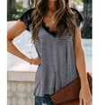 thumbnail image 3 of QUINDOS Womens Shirts Black Summer Yoga Tops Printing V-Neck Lace Sexy Vest Sling Camisole Sleeveless T-Shirt Womens Tank Tops, 3 of 5