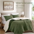 thumbnail image 4 of JERFIT Twin Size Waffle Knit Chenille Comforter Set with Sherpa Back, Olive Green Bedding, Ultra Soft & Warm, 4 of 9