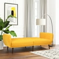thumbnail image 4 of Costway Convertible Futon Sofa Bed Adjustable Couch Sleeper w/ Wood Legs Yellow, 4 of 11
