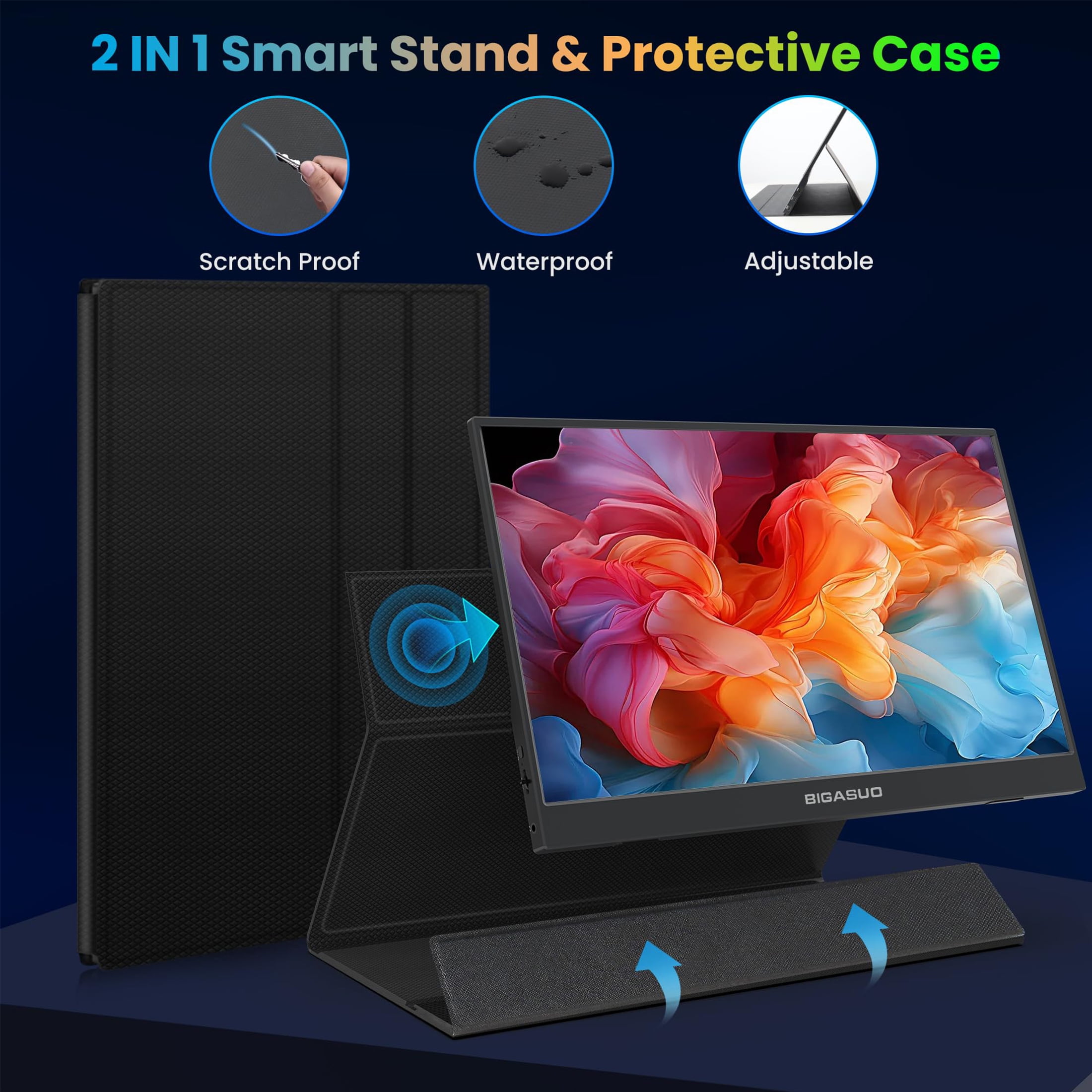 BIGASUO 15.6'' 1080P FHD Travel Mini Screen, Ultra-Slim HDMI HDR IPS Gaming Monitor for Laptop, PC, Xbox, PS4/5