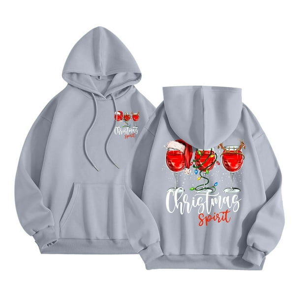 WILLBEST Sudadera de Mujer con Estampado de Letras, Sudadera con Capucha de Manga Larga y Bolsillos, Talla 59 X-Grande