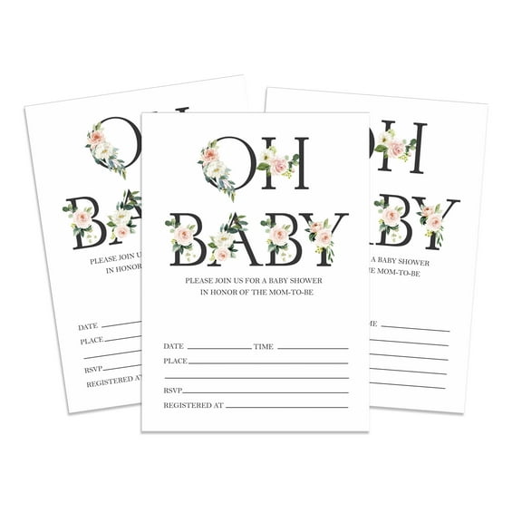 Inkdotpot 30 Gender Neutral Baby Shower Invitation Cards Oh Baby Fill In Blank Invites