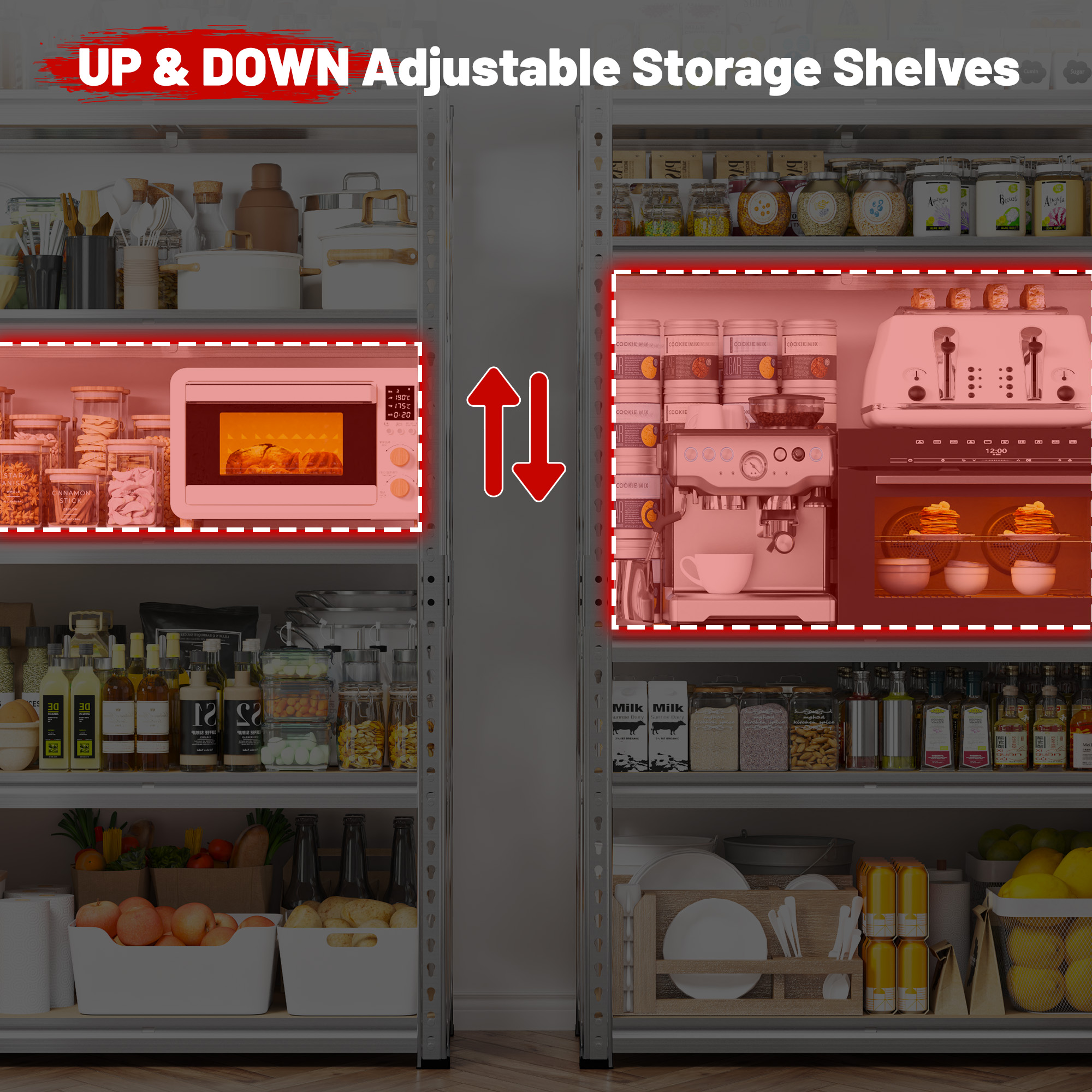 Reibii 5-Tier Adjustable Garage Shelf, 72" H, Galvanized photo 7