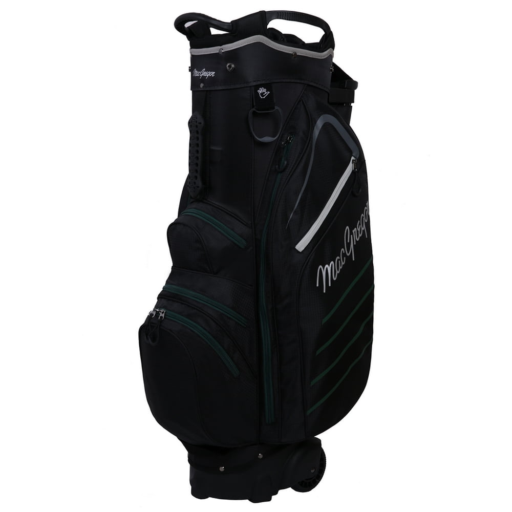 MacGregor Golf VIP Cart Bag with Built In Wheels / Handle, 14 Way Divider, Black/Dark Green