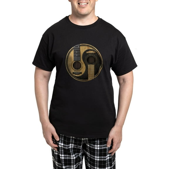 CafePress - Old And Worn Acoustic Guitars Yin Yang Pajamas - Men's Dark Loose Fit Cotton Pajama Set
