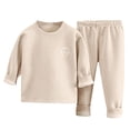 thumbnail image 2 of ATOGUTA Boys and Girls Thermal Underwear Set Ultra Soft Fleece Lined Kids Thermals Long Johns Top Bottom Warm Set for Fall Winter Coffee, Size 1T-8, 2 of 3