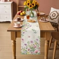 thumbnail image 2 of Pink Purple Flower Table Runner - 90 Inch Long Spring Vintage Country Floral Leaf Plant Cotton and Linen Blended Dress Scarves Farmhouse Table Runner for Kitchen Dining, Coffee Table, 13" x 90", 2 of 8