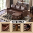 thumbnail image 2 of Bonzy Home Sectional Sofa Couch, L Shaped Faux Leather Couch Sofa with Reversible Chaise, Lounge Sofa for Living Room Apartment Small Space, 2 of 7