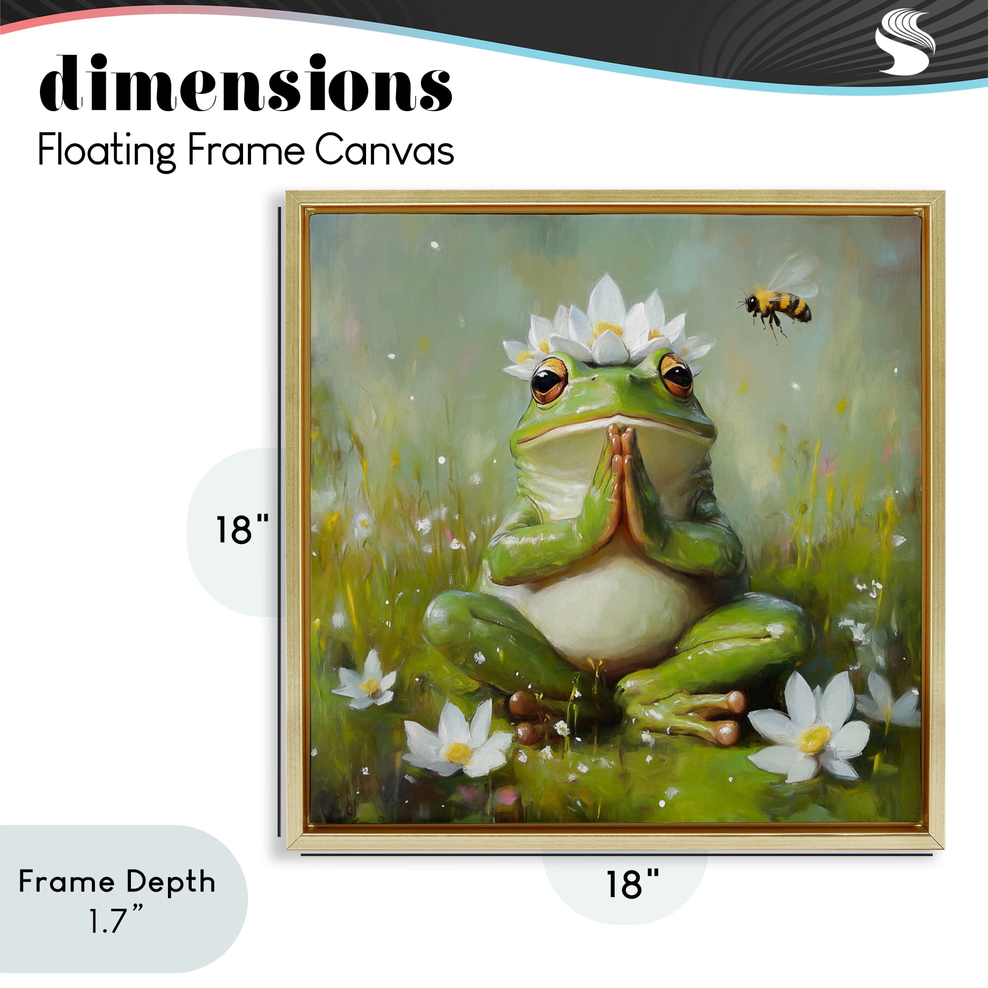 Stupell Industries Buddha Bullfrog Meditation Gold Framed Floater Canvas Wall Art, design by Tina LeCour