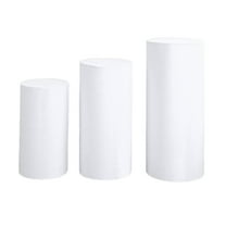 HOMYL 3Pcs Cylinder Pedestal Covers Backgrounds for Wedding Graduation Anniversary white