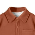 thumbnail image 6 of AHTJRT Boys Girls Corduroy Shirts Lapel Long Sleeve Tee Shirt Casual Fall Spring Button down Blouse with Pocket Relaxed Striped Knit Solid Tops Orange 8-10 Years, 6 of 7