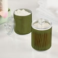 thumbnail image 5 of 2 Pack Olive Green Qtip Holder Dispenser Clear Plastic Storage Apothecary Jars for Cotton Swabs Balls Pads Floss, 5 of 7