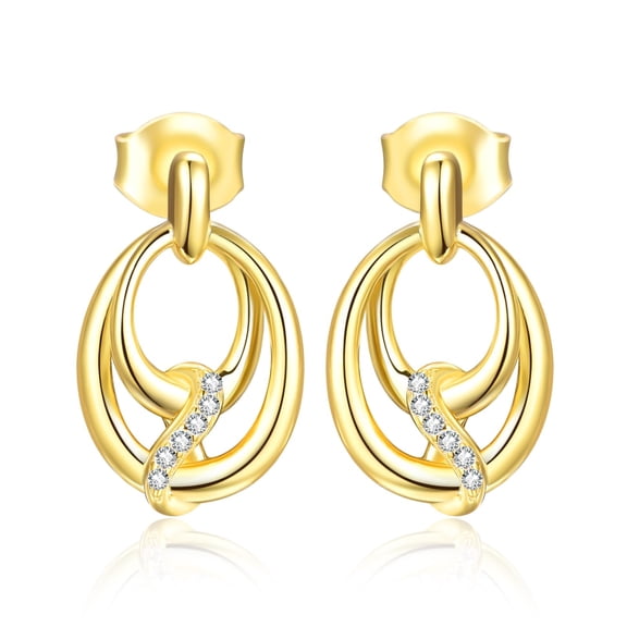 Gold Circle Earrings Sterling Silver Circle Earrings for Women Round Earrings Double Circle Stud Earrings Infinity Stud Earrings Double Circle Jewelry Gifts for Women