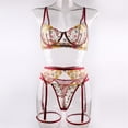 thumbnail image 2 of Varsbaby Women's Sexy Sheer Bra See Through Mesh Lingerie Set Transparent Unlined Lace Floral Bra Panty and Garter 3 Piece, 2 of 4
