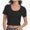 Black, variant on Women's Casual Short Sleeve Scoop Neck Fitted Workout Basic Crop Top Teen T-shirts
