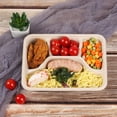thumbnail image 2 of Sugarcane Fiber 24 Oz 4 Compartments Disposable Plates With Lids Bagasse Plant Fibers Freezer Safe 50 Pack, 2 of 7