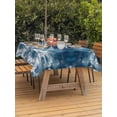 thumbnail image 3 of Outdoor Tablecloth with Umbrella Hole for Patio/Picnic/Party/Camping, Vintage Minimalist Waterproof Table Cloth Rectangle Table Cover Washable, Deep Blue Abstract Tie-dye Texture (60"x 84"), 3 of 9
