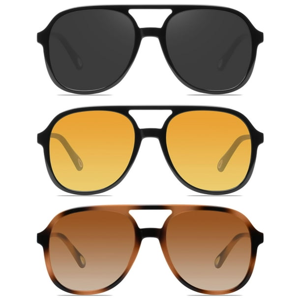 YDAOWKN Gafas de sol de aviador cuadradas retro para mujer y hombre, gafas de sol vintage de los años 70 con doble puente