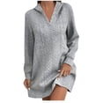 thumbnail image 2 of NJDVHB Robes d'Hiver pour Femmes, Robes de Vacances pour Femmes, Robe Blazer à Manches Longues Col Rond Uni, Gris, XXXXXL, 2 of 5