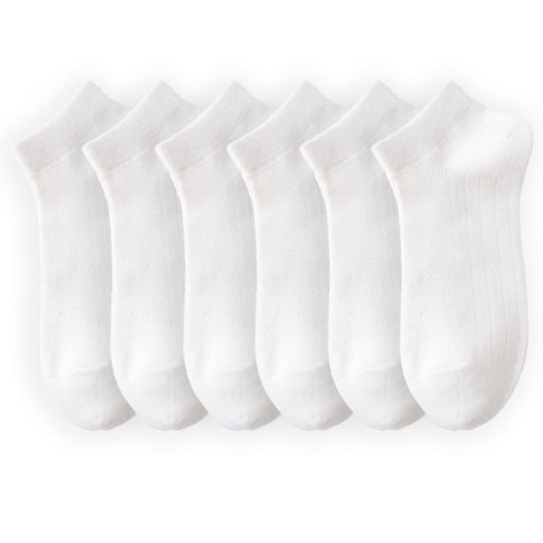Xiao Hua Calcetines deportivos de malla finos para hombre, de primavera/verano, cortos, de tubo, de boca baja, color blanco (6 pares)