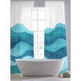 thumbnail image 5 of Teal Blue Sheer Curtains for Living Room Bedroom, Light-filtering Sheer Curtain, Ombre Ocean Wave Abstract Watercolor Modern Art Rod Pocket Voile Window Treatment Drapes, 52’’Wx108’’L, 2 Panels Set, 5 of 7