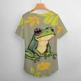 Cartoon Frog T Shirts V Neck Short Sleeve Print Top Tees