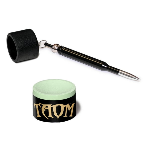 Taom Billiard Snooker Pool Cue Premium Chalk 2.0 Green - with Bullet Chalk Holder