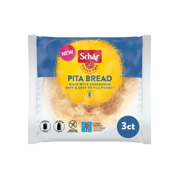 Schär Gluten Free Sourdough Pita Bread, 3 Count - Soft, Versatile, Perfect for Filling, Dipping and Topping